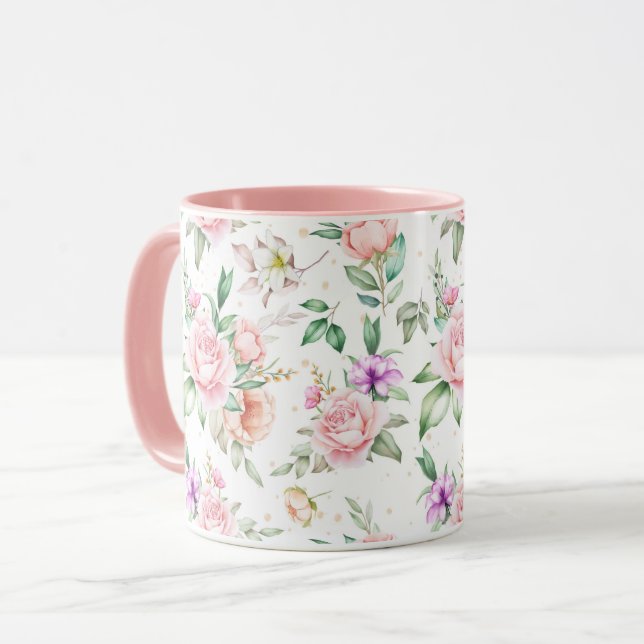 Weibliches Blumenmuster Tasse (Vorderseite Links)