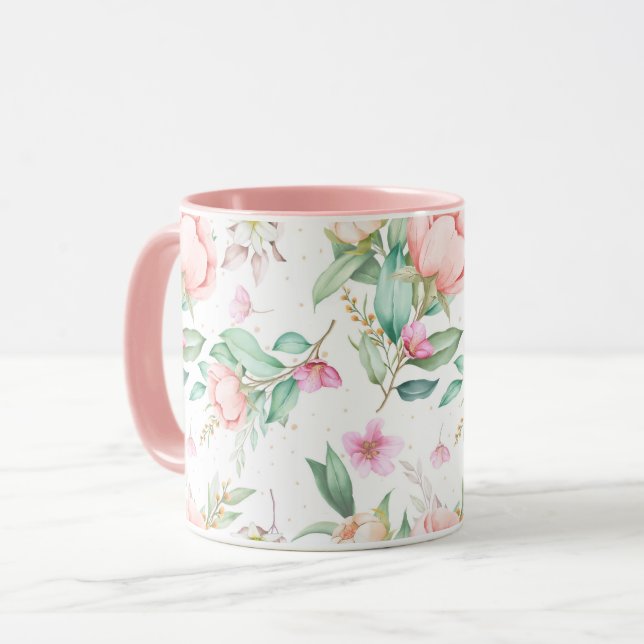 Weibliches Blumenmuster Tasse (Vorderseite Links)