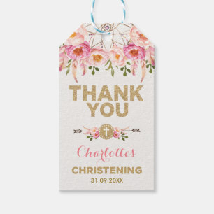 Weibliches Dreamcatcher rosa Goldblumentaufe Geschenkanhänger