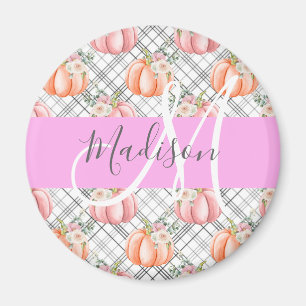 Weibliches Florales Grau Pink Pfirsich Kürbis Mono Magnet