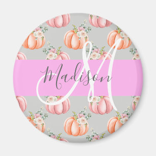 Weibliches Florales Grau Pink Pfirsich Kürbis Mono Magnet
