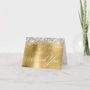 Weibliches Gold- und Silber-Dekor-Kalligrafie Dankeskarte