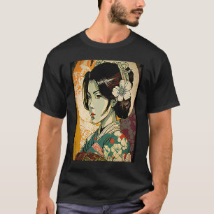 Weibliches Kimono Retro Geisha Vintage Japanischer T-Shirt