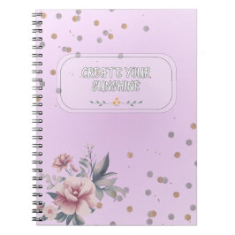 Weibliches lila Blumen-Spiralnotizbuch Notizblock