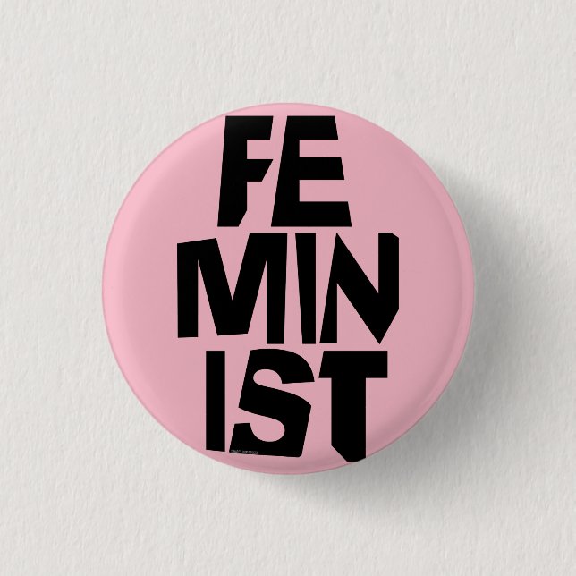 Weibliches Mädchen der feministischen Frauen ich Button (Vorderseite)
