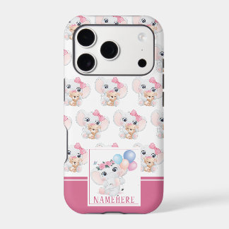 Weibliches Rosa-Elefant mit Schleife und Ballonmus