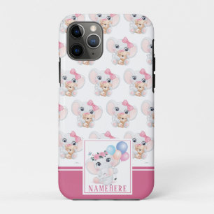 Weibliches Rosa-Elefant mit Schleife und Ballonmus Case-Mate iPhone Hülle