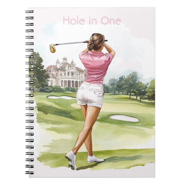 Weibliches rosa Top Golf Notizblock (Vorderseite)