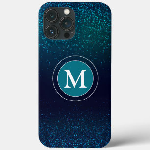 Weibliches Türkis Glitter Funkelndes Monogramm Case-Mate iPhone Hülle