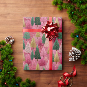 Weibliches Weihnachtsbaum-Design mit Glanz Geschenkpapier