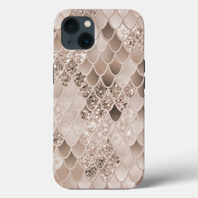 Weich Beige Brown Mermaid Scales Glam 1 Case-Mate iPhone Hülle (Rückseite)