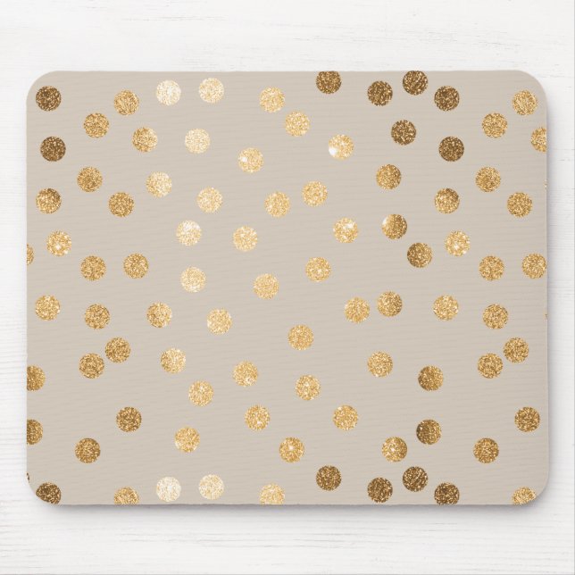 Weich Beige und GoldGlitzer-Stadt-Punkte Mousepad (Vorne)
