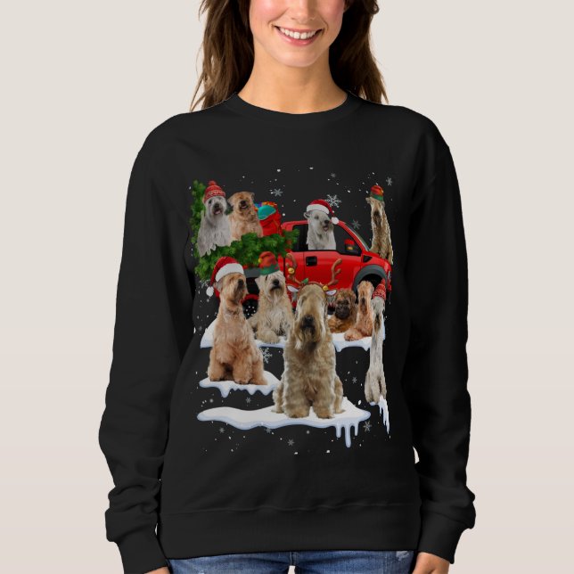 Weich beschichtetes Wheaten Terrier Red Truck Chri Sweatshirt (Vorderseite)
