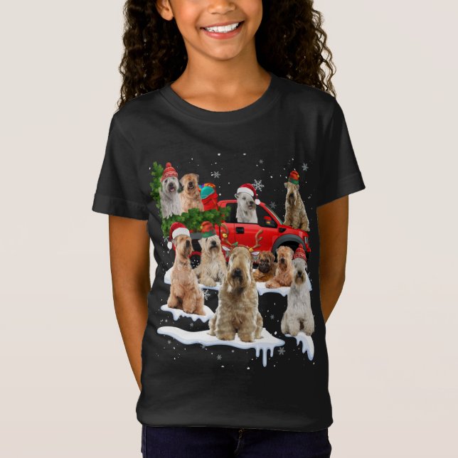 Weich beschichtetes Wheaten Terrier Red Truck Chri T-Shirt (Vorderseite)