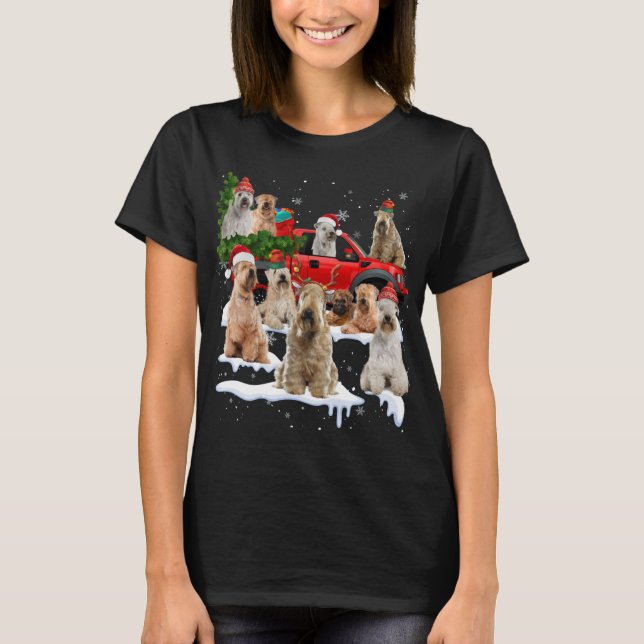 Weich beschichtetes Wheaten Terrier Red Truck Chri T-Shirt (Vorderseite)