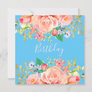 Weich blau mit Blume Geburtstagsparty Einladung