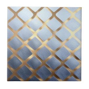 Weich blau mit goldfarbenem Muster Fliese