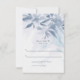 Weich blaue Aquarellfarben-Blätter Hochzeit RSVP Karte