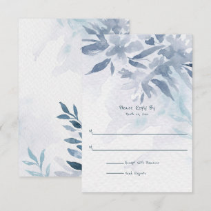 Weich blaue Aquarellfarben-Blätter Hochzeit RSVP Karte
