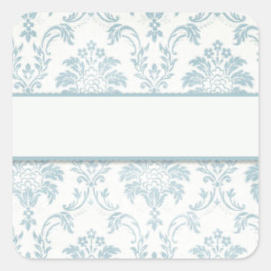 Weich blaue Damasle mit weißem Etikett Quadratischer Aufkleber