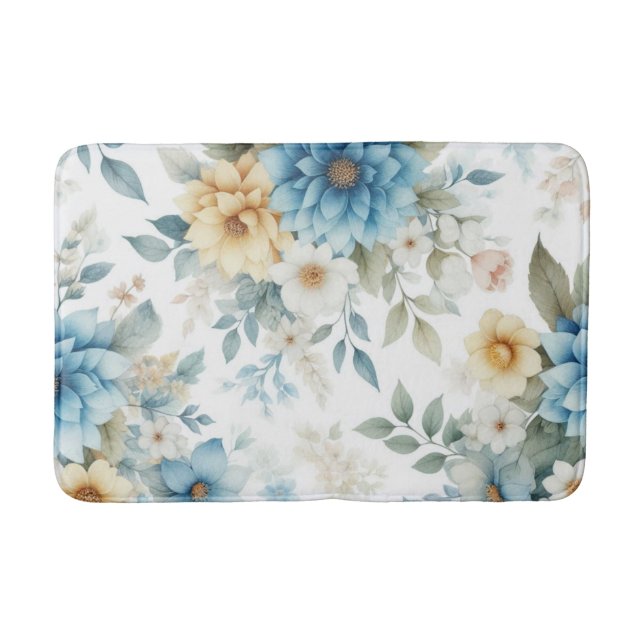 Weich blaue Floral Badematte (Vorderseite)