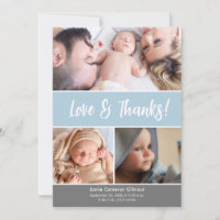 Weich blaue Liebe & dank Foto Collage Baby Dusche