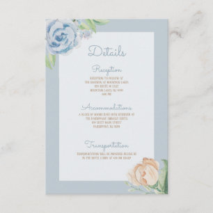 Weich blaue Wasserfarbe geätzte Blüte Begleitkarte