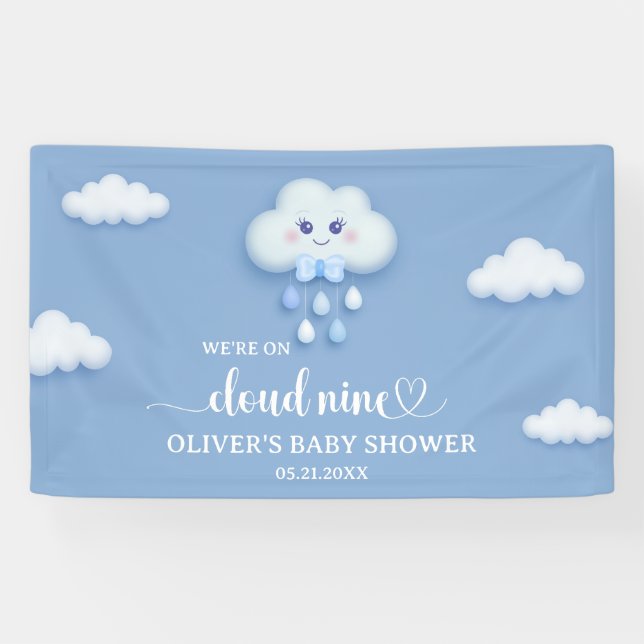 Weich blauer Himmel weiße Wolke neuner Babydusche Banner (Horizontal)
