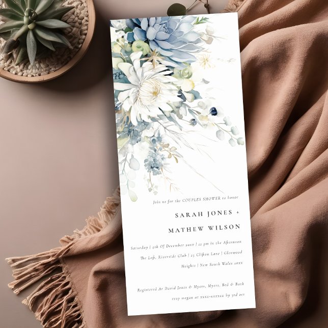 Weich blaugrüne Sukkulent Blumenpaare Dusche Einladung (Von Creator hochgeladen)