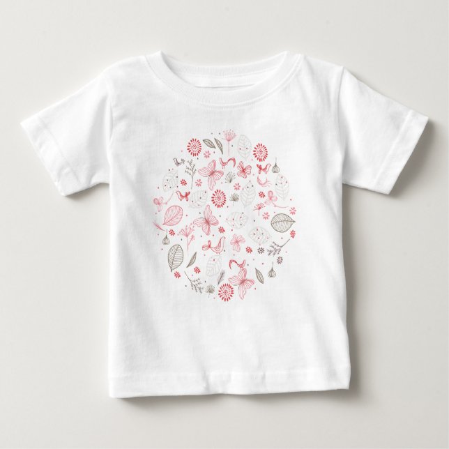 Weich blühendes Pink Nature Bouquet Baby T-shirt (Vorderseite)
