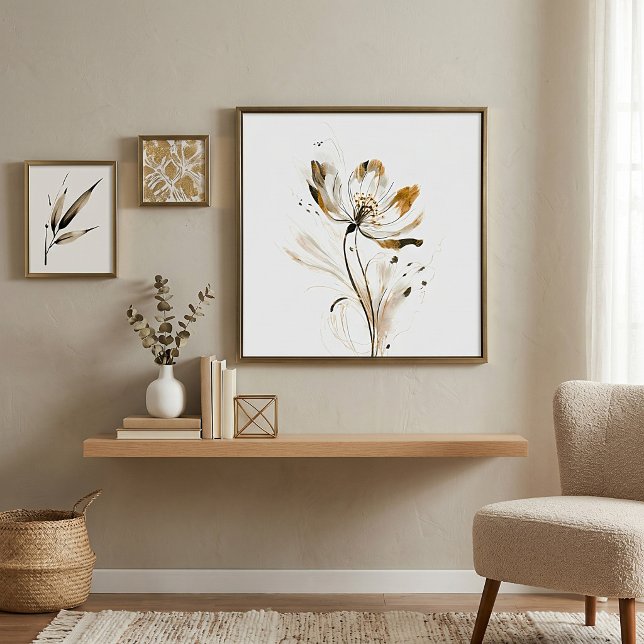 Weich-braune und schwarze minimalistische Blume Poster (Von Creator hochgeladen)