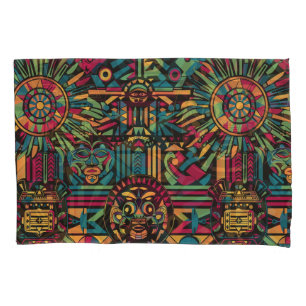 Weich-Cyan "Eclipsed Suns and Pyramids" Cotton Pil Kissenbezug