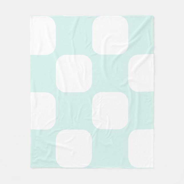 Weich-Cyan-grüne Pastel- und Weiß-Squirr-Muster Fleecedecke (Vorderseite)