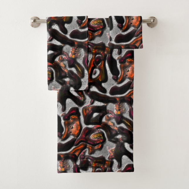 Weich gefärbte Korallenstruktur grau geschnitten Badhandtuch Set (Insitu)