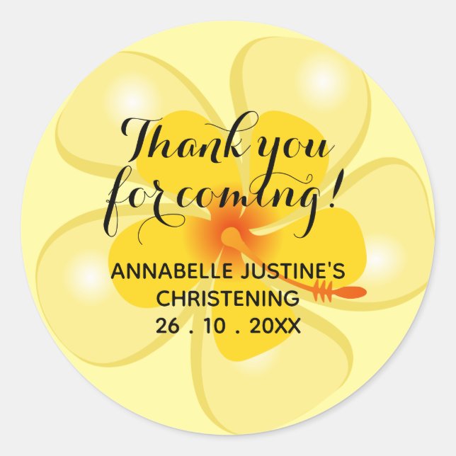 Weich gelb DANKE IHNEN, DASS SIE KOMMEN! Feiern Runder Aufkleber (Vorderseite)