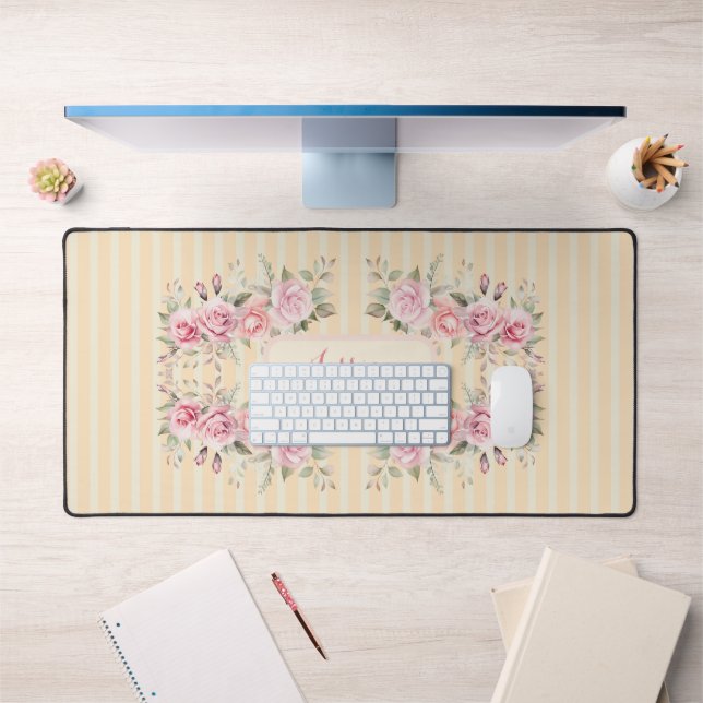 Weich gelb gestreifte Blüte Schreibtischunterlage (Büro 1)