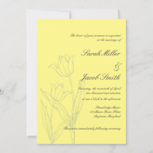 Weich gelb & grau Minimalistische Tulip Wedding Einladung