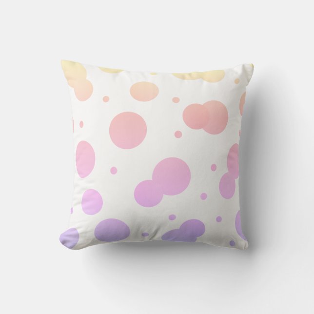 Weich gelb, rosa, lavender Polka Dot Kissen (Vorderseite)