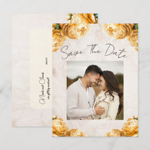 Weich gelbe Blume aus Peony Save the Date Vintag Ankündigungspostkarte