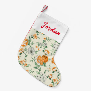 Weich gelber Garten Blumenmuster Kleiner Weihnachtsstrumpf