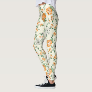 Weich gelber Garten Blumenmuster Leggings