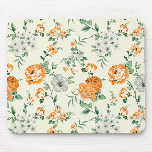 Weich gelber Garten Blumenmuster Mousepad (Vorne)