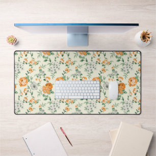 Weich gelber Garten Blumenmuster Schreibtischunterlage