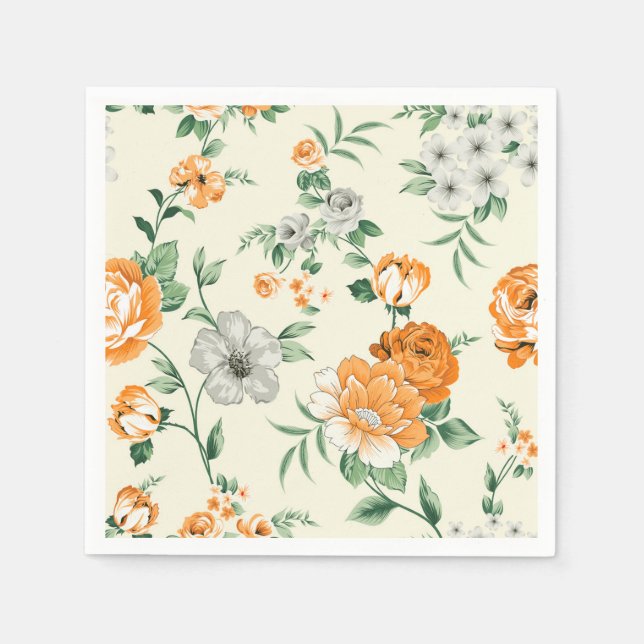 Weich gelber Garten Blumenmuster Serviette (Vorderseite)