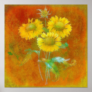 Weich gemalte Sonnenblumen Poster