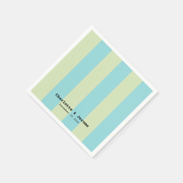 Weich gestreiftes Muster - Limone Creme & Limpet Serviette (Ecke)