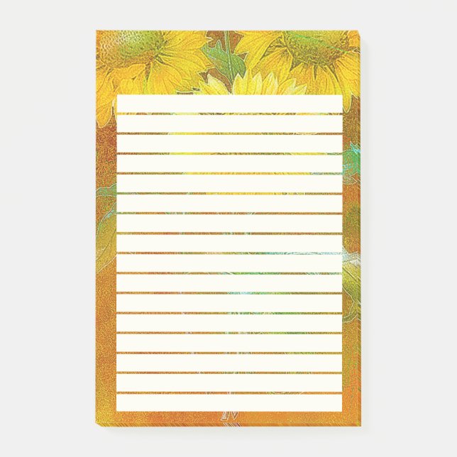 Weich gestrichene Sonnenblumen Post-it Klebezettel (Vorderseite)