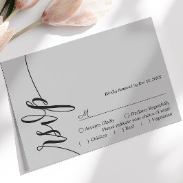 Weich graue elegante Calligrafy Wedding RSVP Card Karte