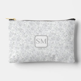 Weich-graue Floral Monogramm Zubehörtasche