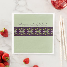 Weich grün mit dunkel Lila Serviette